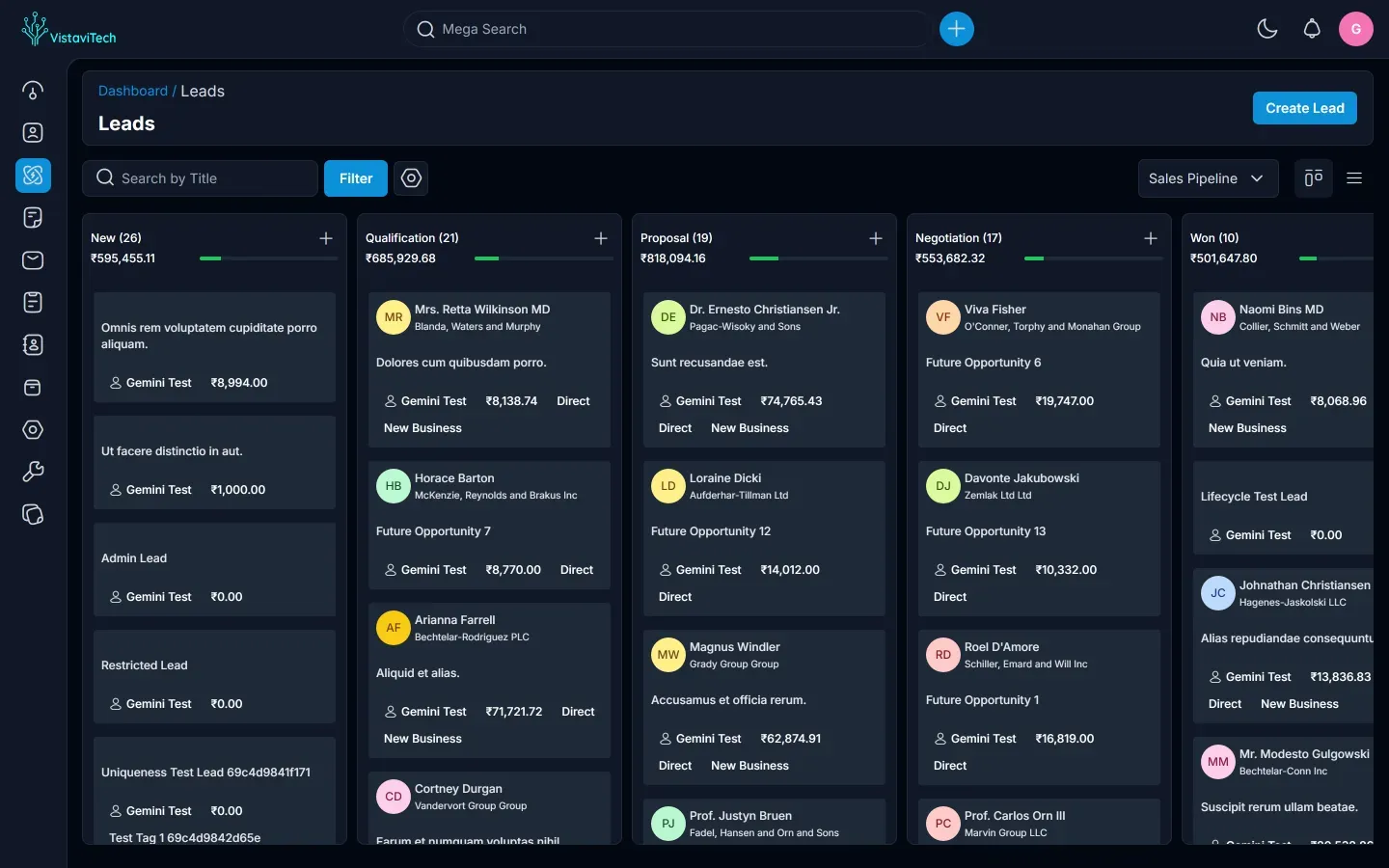 Leads Kanban View